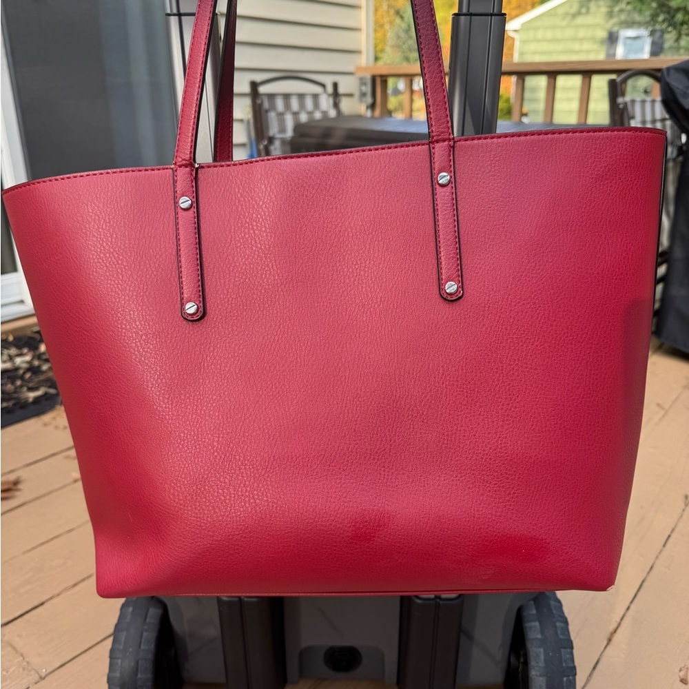 INC CONCEPT Large Red Shoulder Strap Tote Bag Small Flaws to Corners - Picture 13 of 16